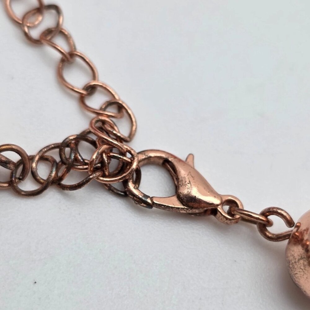 Long Copper Tone Cross Necklace Yellow Crystal Beads Boho 29 In Adj. - Picture 7 of 9